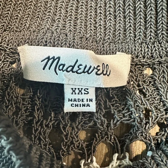 Madewell Open-Stitch Cropped Sweater Tee Charcoal Stripe Size XXS - Picture 4 of 8